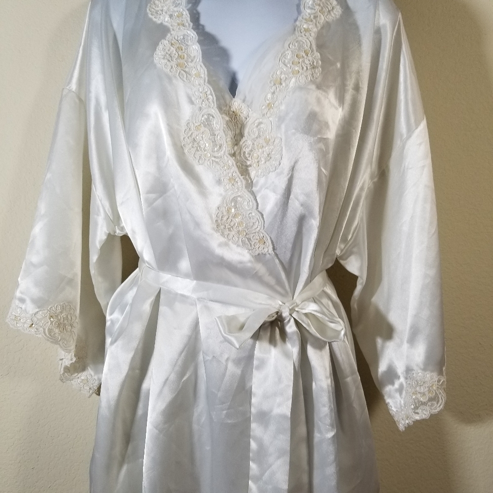 Vintage | Gold Label, Victoria Secret, Ivory Lace Teddy & Robe Lingerie Set, med - Picture 5 of 16